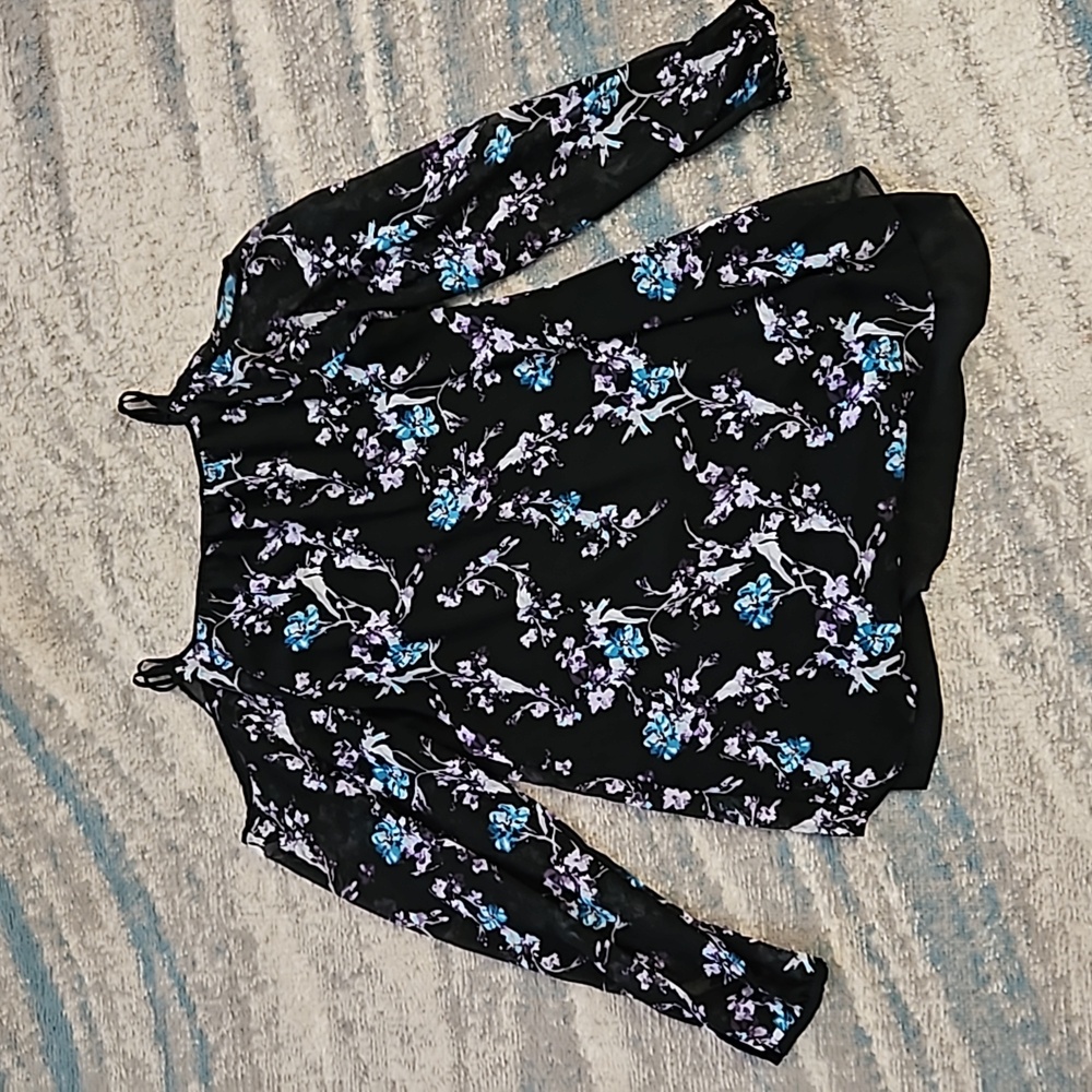 White House Black Market Woman's Floral Long-Sleeve Blouse. Sz: M EUC - Picture 3 of 8